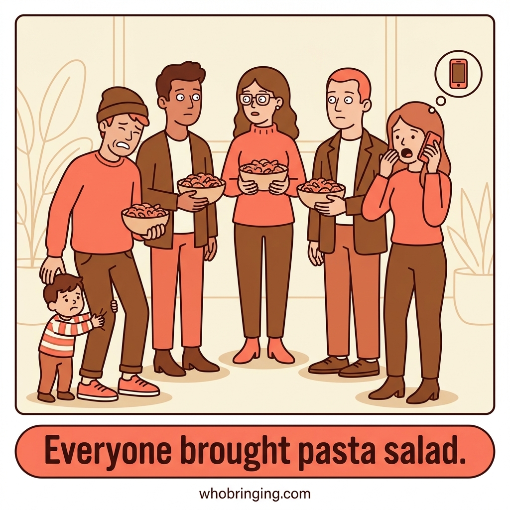 Everyone at the potluck brought the same pasta salad